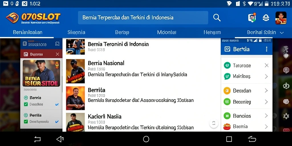 Tampilan antarmuka aplikasi 070SLOT yang sederhana dan informatif.