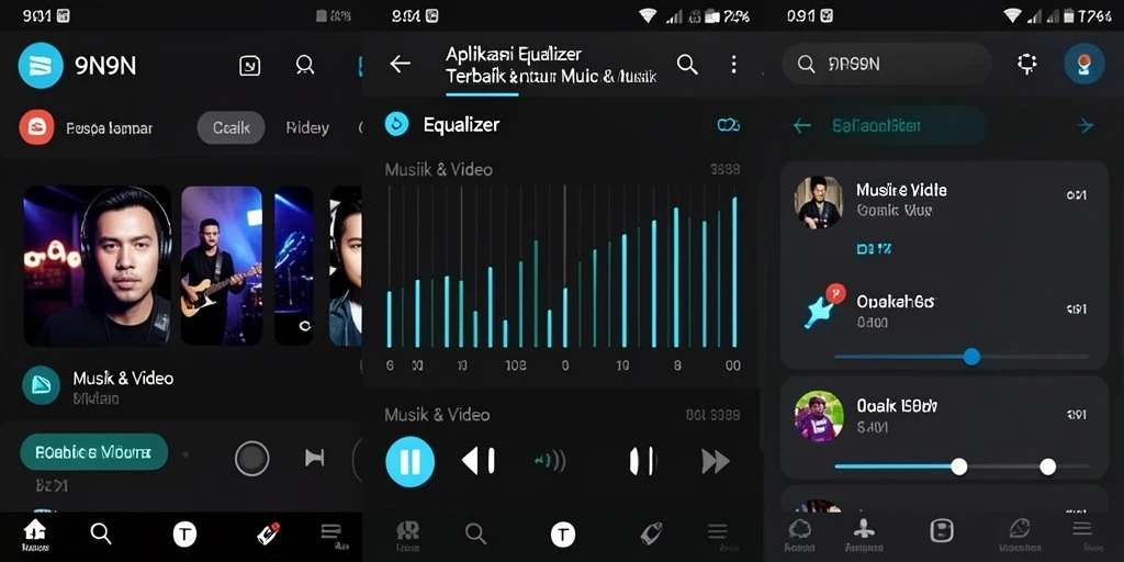 Antarmuka user-friendly aplikasi Equalizer 9N9N dengan berbagai fitur unggulan.