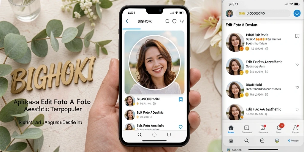 Tampilan antarmuka BIGHOKI yang elegan dan intuitif untuk Edit Foto Aesthetic.