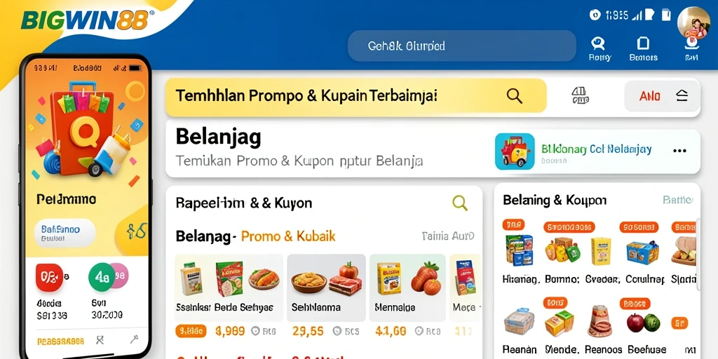 Antarmuka aplikasi BIGWIN88 dengan berbagai kupon menarik.