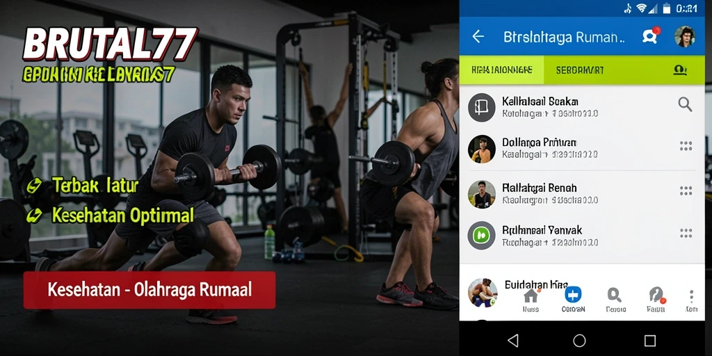 Antarmuka aplikasi BRUTAL77 yang intuitif untuk olahraga di rumah.