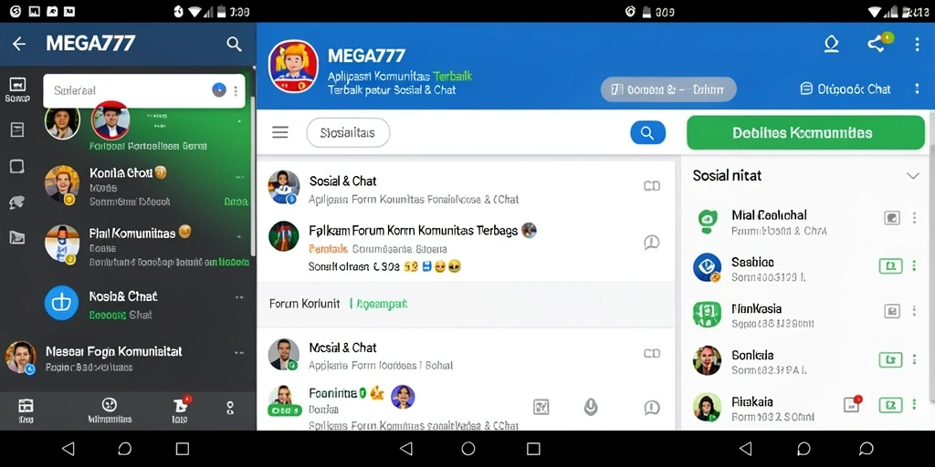 Tampilan antarmuka pengguna MEGA777 dengan forum komunitas yang aktif.