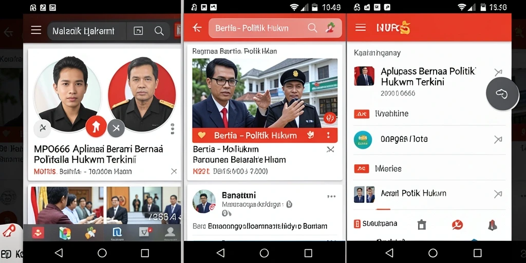 Tampilan antarmuka MPO666 dengan berita politik dan hukum terkini.