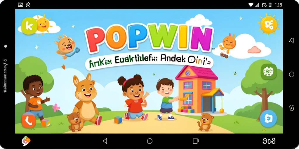 Tampilan antarmuka menarik dengan permainan edukatif untuk anak.