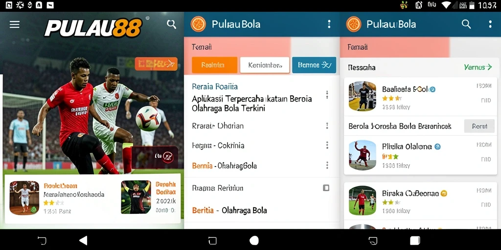 Antarmuka PULAU88 menampilkan berita sepak bola terbaru dengan desain yang menarik.