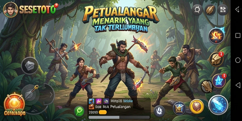 Screenshot utama SESETOTO menampilkan dunia petualangan yang kaya dan berwarna.
