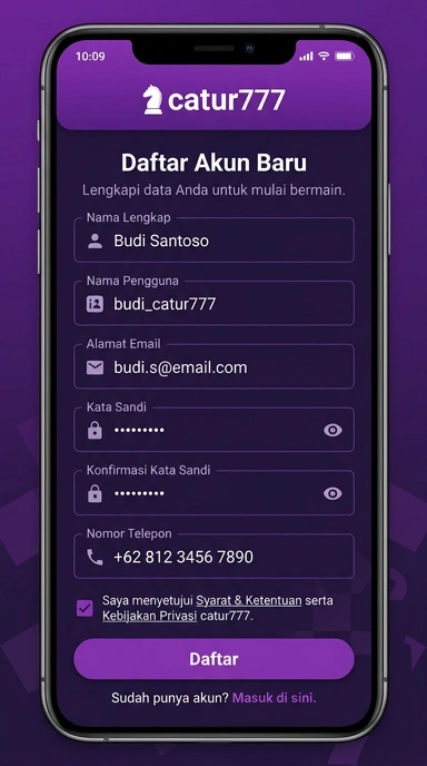 Langkah Mudah Registrasi Akun catur777 untuk Android